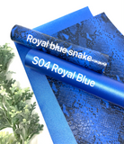Blue snake print or solid color faux leather sheets