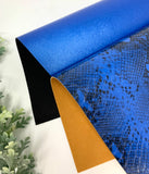 Blue snake print or solid color faux leather sheets