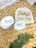 Acrylic Baby Monthly Milestone Rounds. Set of 12 months sign Baby milestones months. Newborn Photo Prop