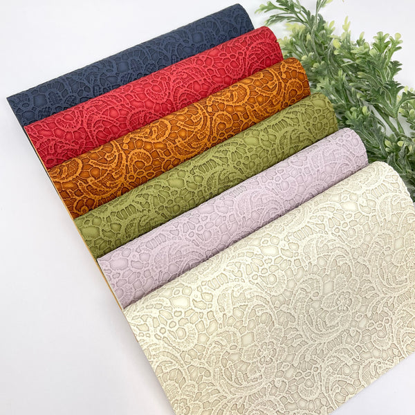 Embroidery texture Flowers faux leather sheets