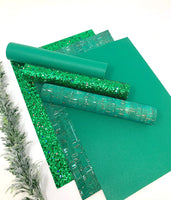 Green cork, glitter and faux leather sheets.