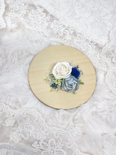 Light Blue Peony and Rose Flowers Clips