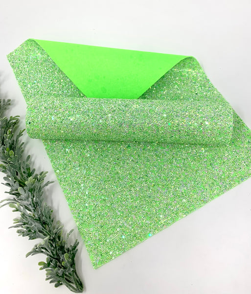 LIGHT GREEN Chunky glitter sheets. Craft and hair bow supplies.  P506
