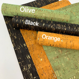 Black. Orange and Olive colored cork sheets
