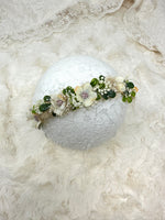 WHITE Flower crown baby headband