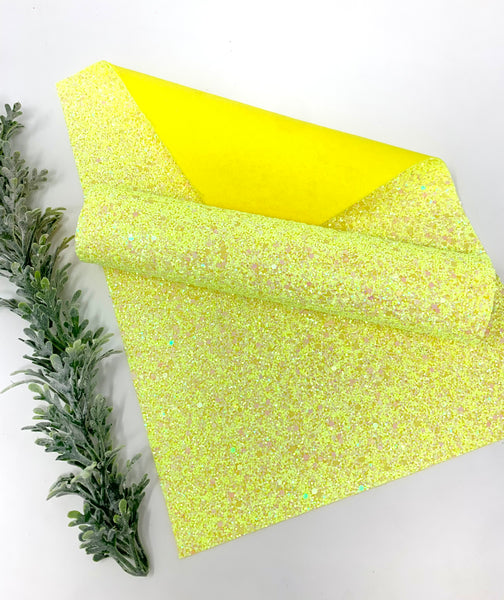 YELLOW Chunky glitter sheets. Craft and hair bow supplies.  P506