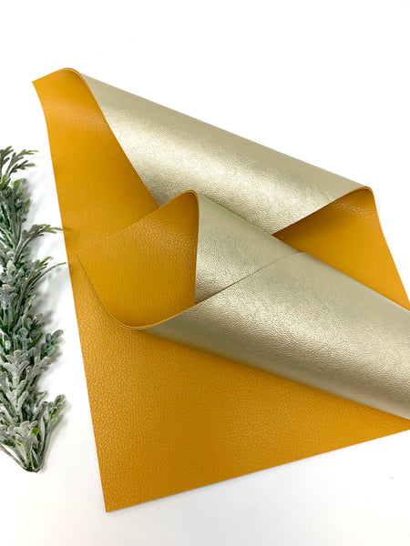 MUSTARD/GOLD Double  Sided faux leather sheets F921
