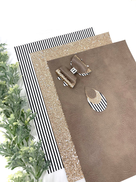 Faux leather, stripes and glitter sheets