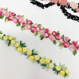 Embroidery floral trim. Ribbon decoration. DIY supplies.