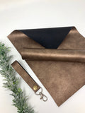 METALLIC BROWN faux leather sheets listing F008